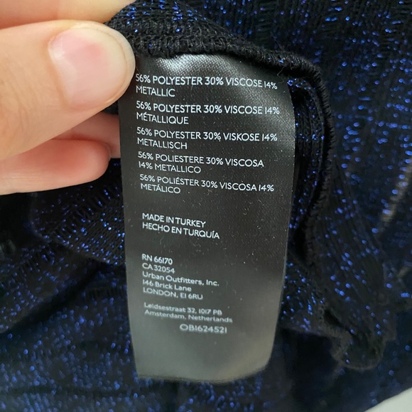 NWT Pilcro by Anthropologie Turtleneck Navy Blue Metallic Sheer Top Size XS - Picture 9 of 10